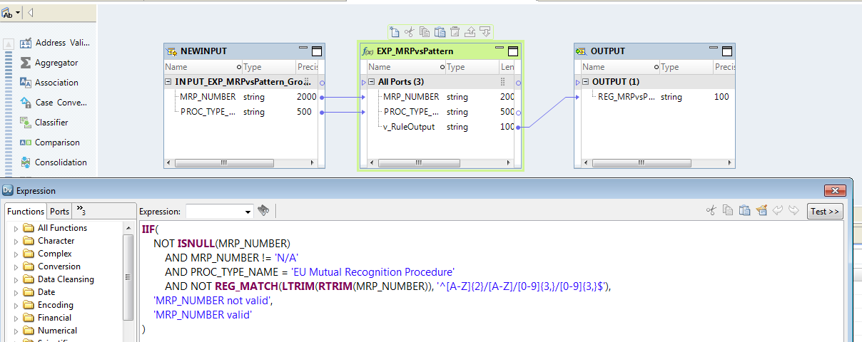 Data quality rule configuration in Informatica Developer