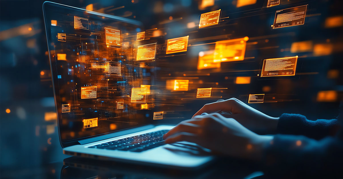 An image depicting the concept of data exchange between companies.