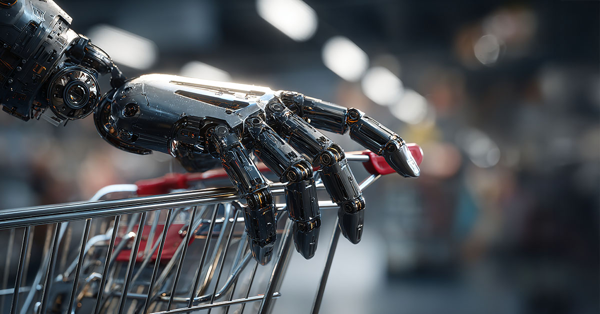 agentic-commerce-a-robot-hand holding-a-shopping-cart Agentic Commerce - A robot hand holding a shopping cart
