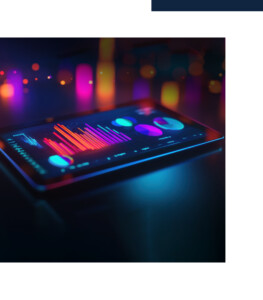 Colorful Data Visualization on Tablet with Twinkling Background KPIs in B2B Commerce